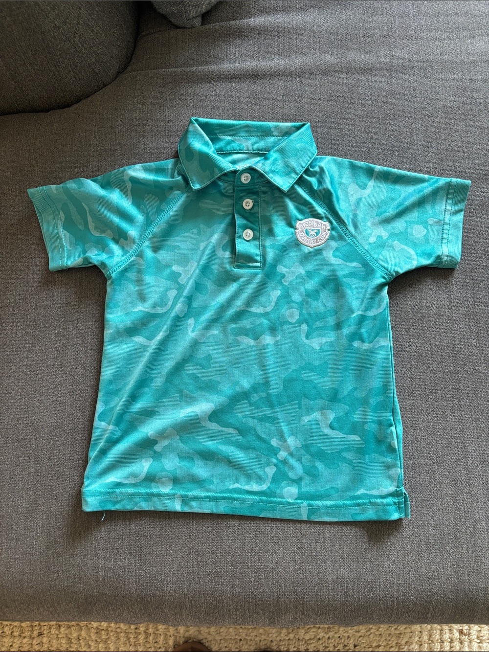 Medinah country club 3t Garb golf polo teal camo